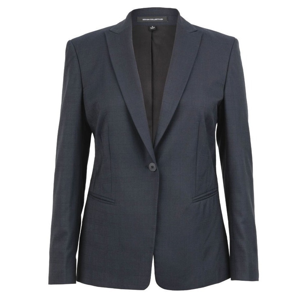 Design Collective by Cintas Women's Wool Blend Midnight Plaid Blazer 14 - $225